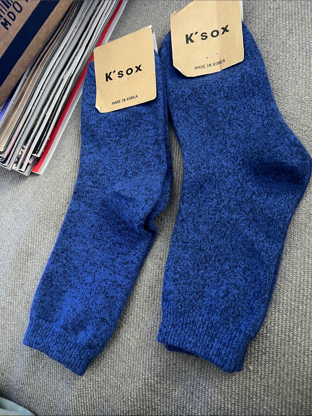 ✨ NWT K'sox Blue Crew Socks – Made in Korea ✨